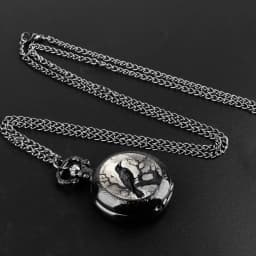 Exquisite Gift Raven Design Glass Dome Pocket Watch Arabic Numeral Dial Vintage Men Women Necklace Pendant Creative Clock Gift