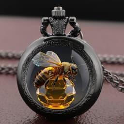 Hardworking Bee Dome Pocket Watch Arabic Numerals Dial Vintage Women Necklace Pendant Clock Men Kids Watch Relojes De Bolsillo