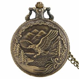 Vintage Bronze Handsome Eagle Carved Quartz Sport Pocket Watch German Eagle Necklace Eagle Lover Gift