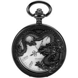 Silver Chinese Characteristic Dragon Shaped Pocket Watch Men's High Quality Necklace Timing Pendant Women's Jewelry Gift Clock