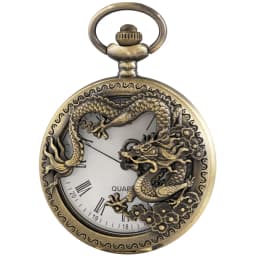 Silver Chinese Characteristic Dragon Shaped Pocket Watch Men's High Quality Necklace Timing Pendant Women's Jewelry Gift Clock