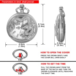 Silver Chinese Characteristic Dragon Shaped Pocket Watch Men's High Quality Necklace Timing Pendant Women's Jewelry Gift Clock