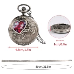 Antique Hollow Love Heart Cartoon Theme Quartz Pocket Watch Dome Kano Women Cosplay Fans Fashion Sweater Chain Necklace Pendant