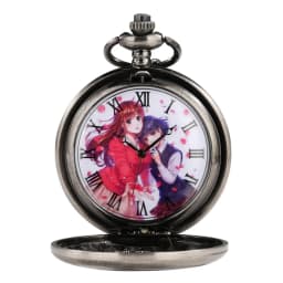 Antique Hollow Love Heart Cartoon Theme Quartz Pocket Watch Dome Kano Women Cosplay Fans Fashion Sweater Chain Necklace Pendant