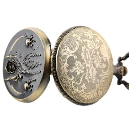 Cool Black Skull Quartz Pocket Watch Necklace Pendant Fashion Ghost Retro Chain Clock Souvenir Gift Floral rattan Pocket Watch