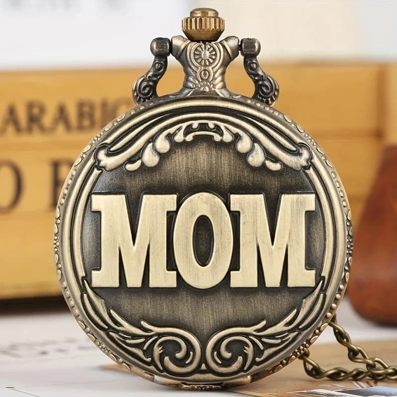 Vintage Bronze Quartz Pocket Watch Designed For Mom's Birthday Gift Vintage Pendance Fob Chain Pocket Watch