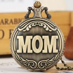 Vintage Bronze Quartz Pocket Watch Designed For Mom's Birthday Gift Vintage Pendance Fob Chain Pocket Watch
