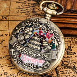 Vintage Bronze Necklace Birthday Gift Hollowed-out Cake Gift 3D Carved Birthday Gift for Children