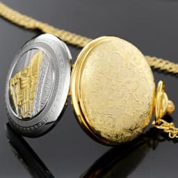 Train Quartz Pocket Watch Vintage Bronze Necklace With Chain Pocket Fob Watches Steampunk Pendant CF1482