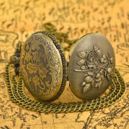 Vintage Bronze Clamshell Flower Carved Necklace Quartz Pocket Watch Fashion Jewelry Gift For Girls