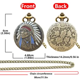 Retro Charm Neutral Fashion Indian Style Relief Quartz Pocket Watch Steampunk Men's and Women's Necklace Pendant Gift