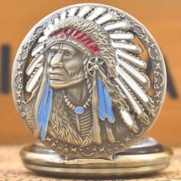 Retro Charm Neutral Fashion Indian Style Relief Quartz Pocket Watch Steampunk Men's and Women's Necklace Pendant Gift