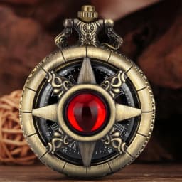 Pocket Watch, Starry Sky Literal Ship Rudder Hollow Multi-Color Retro Quartz Pocket Watch, Necklace Antique Copper Flip Watch