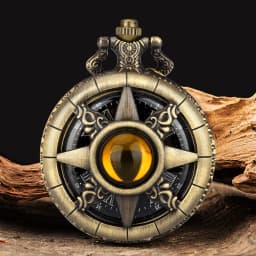 Pocket Watch, Starry Sky Literal Ship Rudder Hollow Multi-Color Retro Quartz Pocket Watch, Necklace Antique Copper Flip Watch