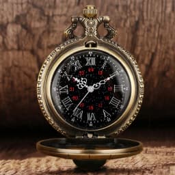 Pocket Watch, Starry Sky Literal Ship Rudder Hollow Multi-Color Retro Quartz Pocket Watch, Necklace Antique Copper Flip Watch