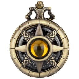Pocket Watch, Starry Sky Literal Ship Rudder Hollow Multi-Color Retro Quartz Pocket Watch, Necklace Antique Copper Flip Watch