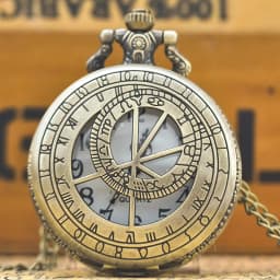 Retro Charm Neutral Fashion Geometric Lines Hollow Carving Quartz Pocket Watch Steampunk Men's and Women's Necklace Pendant Gift