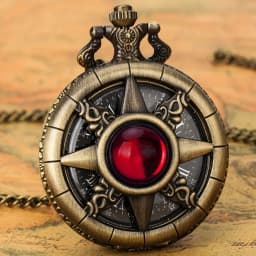 Y2K Cartoon Anime Round Pointer Quartz Watch Vintage Rhinestone Cosplay Necklace Chain Watch For Women Men Collector Gift