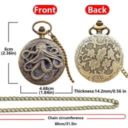 Retro Charm Neutral Octopus Hollow Relief Quartz Pocket Watch Steampunk Men's and Women's Necklace Pendant Gift