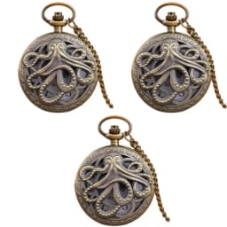 Retro Charm Neutral Octopus Hollow Relief Quartz Pocket Watch Steampunk Men's and Women's Necklace Pendant Gift