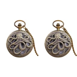 Retro Charm Neutral Octopus Hollow Relief Quartz Pocket Watch Steampunk Men's and Women's Necklace Pendant Gift