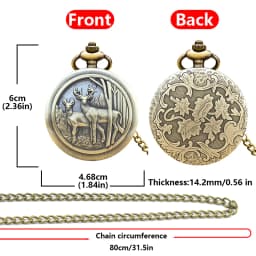 Retro Charm Neutral Fashion Hollow Deer Carving Quartz Steampunk Pocket Watch Men's and Women's Necklace Pendant Gift
