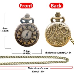 Retro Charm Compact Neutral Fashion Roman Digital Quartz Steampunk Pocket Watch Women's and Men's Necklace Pendant Gift
