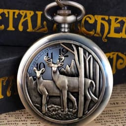 Vintage Deep Forest See Deer Series Quartz Pocket Watch Gift Casual Fashion Men's and Women's Clothing Accessories Wall Clock