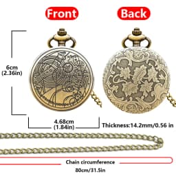 Retro Charm Neutral Fashion Geometric Line Carving Quartz Pocket Watch Steampunk Men's and Women's Necklace Pendant Gift
