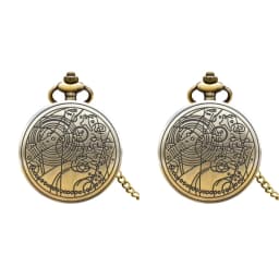 Retro Charm Neutral Fashion Geometric Line Carving Quartz Pocket Watch Steampunk Men's and Women's Necklace Pendant Gift