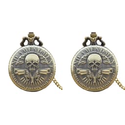 Retro Charm Neutral Fashion Dual Gun Skull Carving Quartz Steampunk Pocket Watch Men's and Women's Necklace Pendant Gift