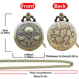 Retro Charm Neutral Fashion Dual Gun Skull Carving Quartz Steampunk Pocket Watch Men's and Women's Necklace Pendant Gift