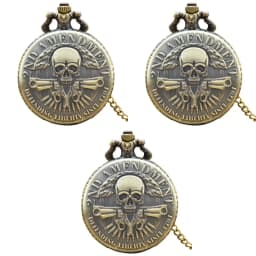 Retro Charm Neutral Fashion Dual Gun Skull Carving Quartz Steampunk Pocket Watch Men's and Women's Necklace Pendant Gift