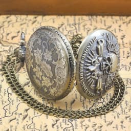 Retro Charm Neutral Fashion Dual Gun Skull Carving Quartz Steampunk Pocket Watch Men's and Women's Necklace Pendant Gift