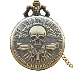 Retro Charm Neutral Fashion Dual Gun Skull Carving Quartz Steampunk Pocket Watch Men's and Women's Necklace Pendant Gift