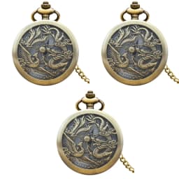 Retro Charm Neutral Fashion Chinese Style Dragon Phoenix Carving Quartz Steampunk Pocket Watch Men's And Women's Necklace Pendan