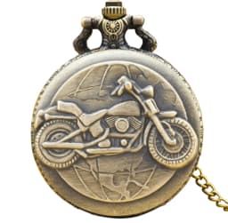Retro Charm Neutral Fashion Motorcycle Carving Quartz Steampunk Pocket Watch Men's and Women's Necklace Pendant Gift