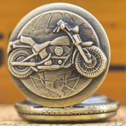 Retro Charm Neutral Fashion Motorcycle Carving Quartz Steampunk Pocket Watch Men's and Women's Necklace Pendant Gift