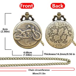 Retro Charm Neutral Fashion Motorcycle Carving Quartz Steampunk Pocket Watch Men's and Women's Necklace Pendant Gift