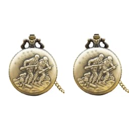 Retro Charm Neutral Fashion Soldier Charge Carving Quartz Steampunk Pocket Watch Men's and Women's Necklace Pendant Gift