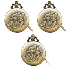 Retro Charm Neutral Fashion Soldier Charge Carving Quartz Steampunk Pocket Watch Men's and Women's Necklace Pendant Gift