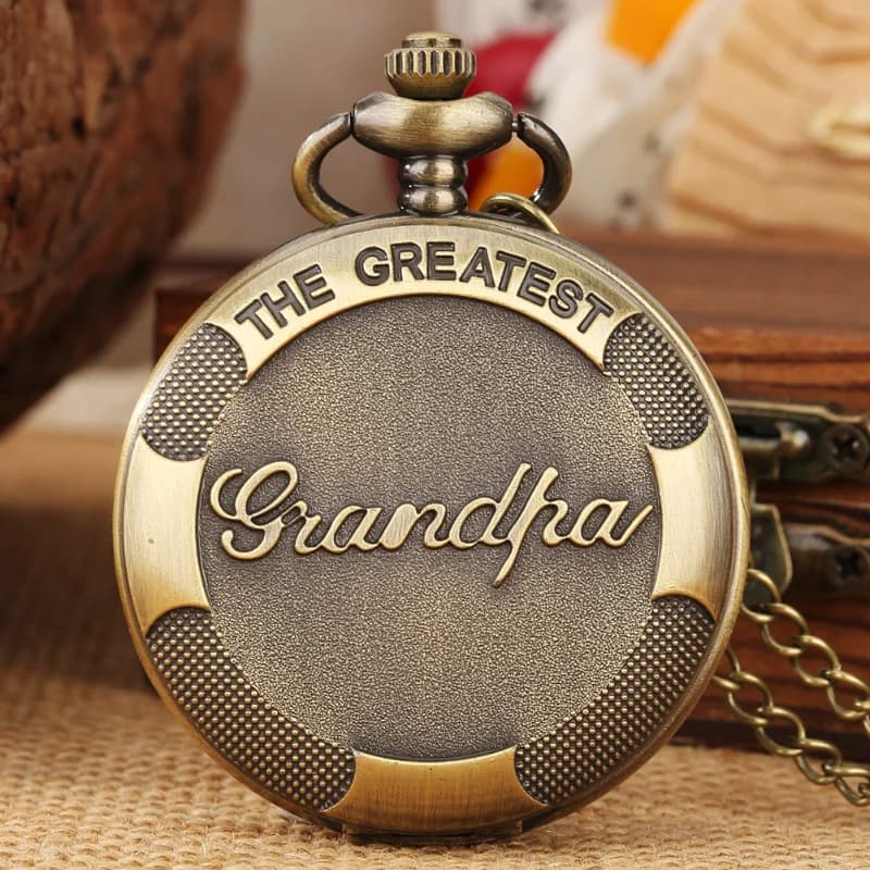 Gift to the Greatest Grandpa Quartz Pocket Watch Arabic Numerals Dial Necklace Wall Clock Birthday Holiday Gift