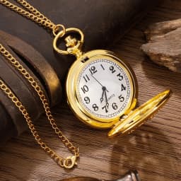 2026 New Antique Steampunk Vintage Arabic Numerals Quartz Pocket Watch Gold Case Necklace Pendant Clock Chain Mens Women