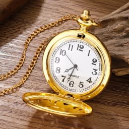 2026 New Antique Steampunk Vintage Arabic Numerals Quartz Pocket Watch Gold Case Necklace Pendant Clock Chain Mens Women