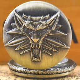Retro Charm Neutral Fashion Handsome Wolf Head Carving Quartz Pocket Watch Steampunk Men's and Women's Necklace Pendant Gift