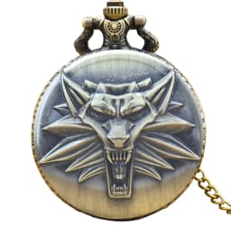Retro Charm Neutral Fashion Handsome Wolf Head Carving Quartz Pocket Watch Steampunk Men's and Women's Necklace Pendant Gift