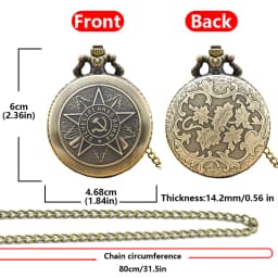 Retro Charm Neutral Fashion Soviet Arabic Numerals Literal Quartz Steampunk Pocket Watch Men's and Women's Necklace Pendant Gift