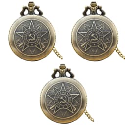 Retro Charm Neutral Fashion Soviet Arabic Numerals Literal Quartz Steampunk Pocket Watch Men's and Women's Necklace Pendant Gift