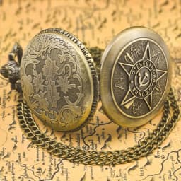 Retro Charm Neutral Fashion Soviet Arabic Numerals Literal Quartz Steampunk Pocket Watch Men's and Women's Necklace Pendant Gift