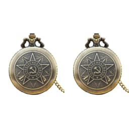 Retro Charm Neutral Fashion Soviet Arabic Numerals Literal Quartz Steampunk Pocket Watch Men's and Women's Necklace Pendant Gift